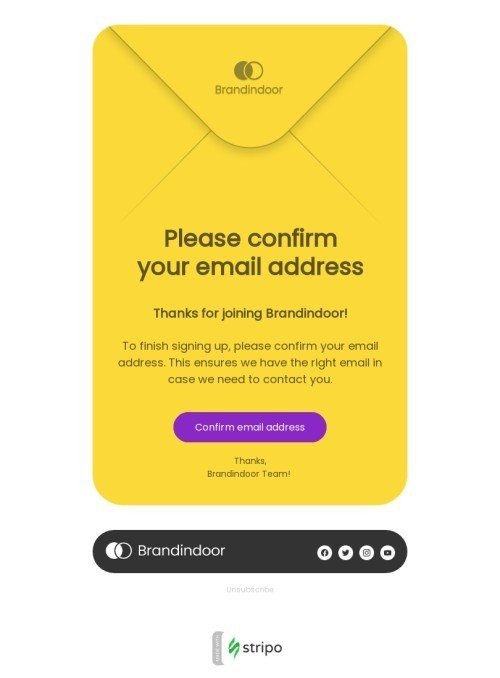 SaaS email template "Finish registration" for fashion industry mobile view