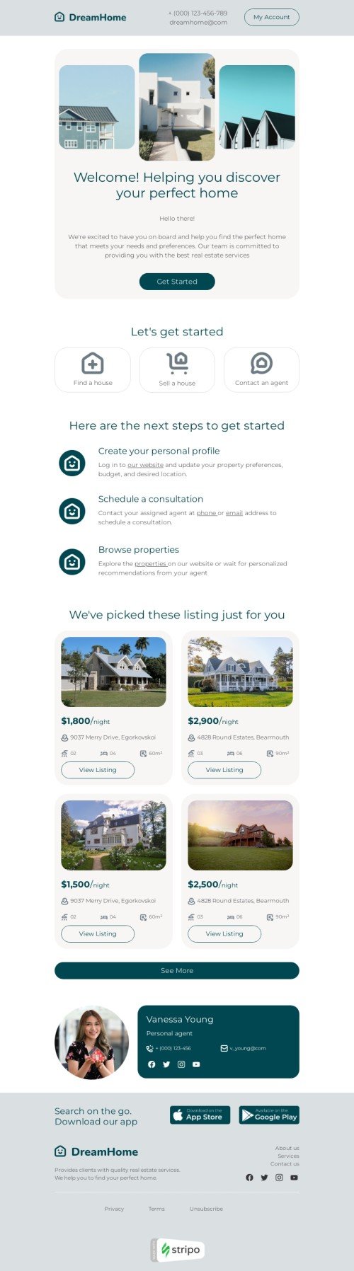Modello email azione supplementare «Mostrando il follow-up» per il settore industriale di immobiliari Visualizzazione mobile